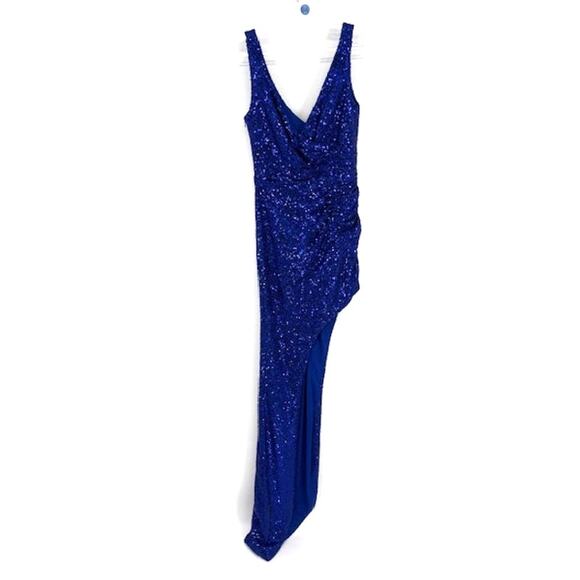 Mac Duggal Dramatically High-Low Sleeveless Formal Gown in Cobalt Blue – Size 0 - Picture 4 of 8